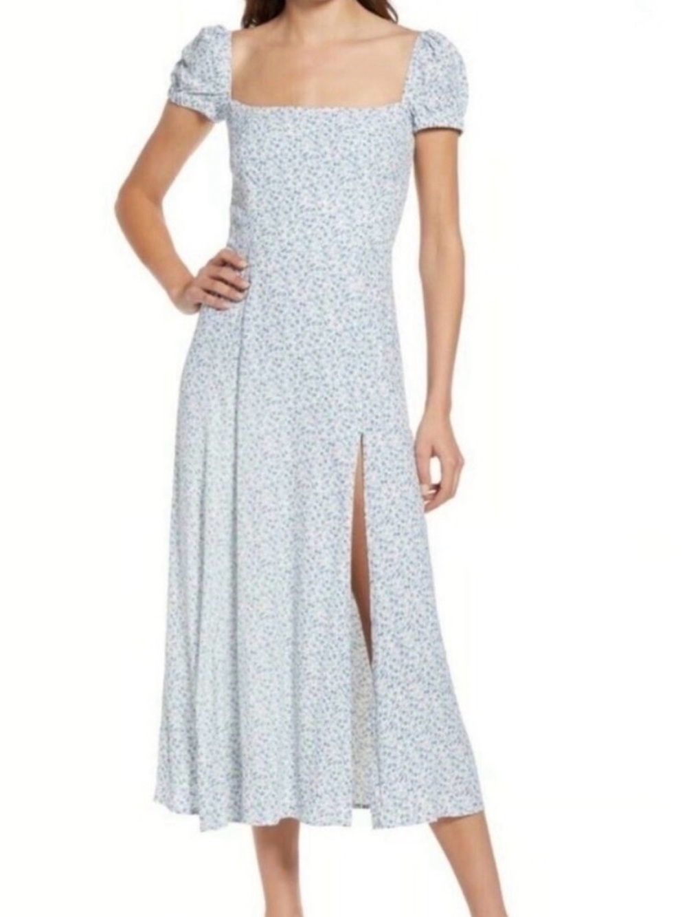 Reformation Sienne Genie Light Blue Floral Midi Dress
